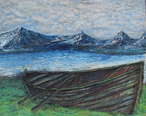 Nice Mountains with Some Clouds and a Boat.jpg